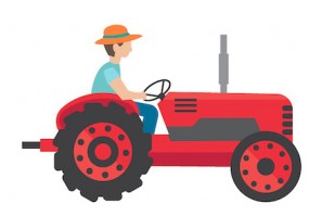 Sticker tracteur rouge avec fermier