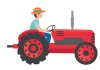 Sticker tracteur rouge avec fermier