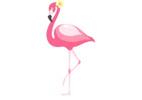 Sticker flamant rose fleur