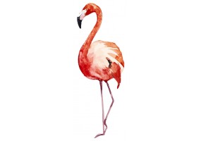 Sticker flamant rose aquarelle geant