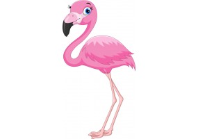 Sticker mural flamant rose cartoon