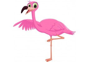 Sticker flamant rose cartoon