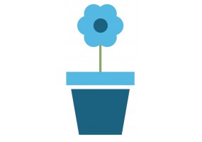 Sticker fleur pot bleue