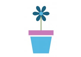 Sticker fleur pot bleue