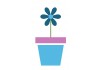 Sticker fleur pot bleue