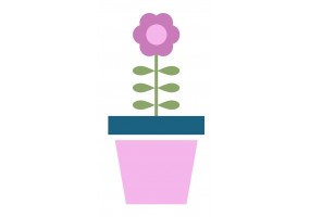 Sticker fleur pot rose