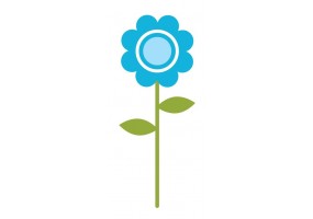 Sticker fleur sur tige bleu
