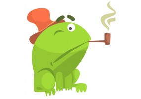 Sticker grenouille chapeau pipe