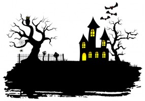 Sticker halloween maison hanté