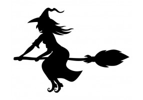 Sticker halloween sorcière noir