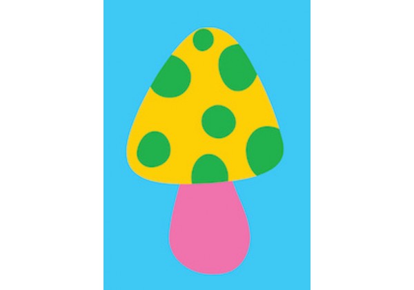 Sticker mural champignon multicolore 