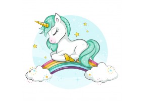 Sticker mural licorne nuage