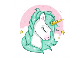 Sticker mural licorne dort grand