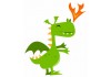 Sticker petit dragon vert flamme