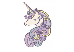 Sticker licorne long cheveux prenom