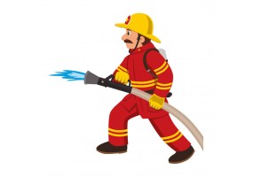 Sticker pompier lance eau