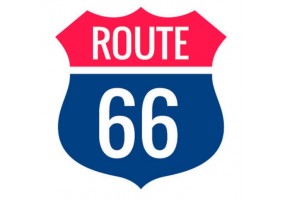 Autocollant route 66 rouge et bleu