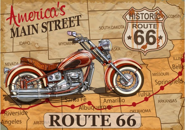 Autocollant road 66 US sticker route 66 pour déco portes, motos - ref  200119 - Stickers Autocollants personnalisés