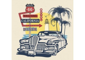 Sticker route 66 affiche vintage