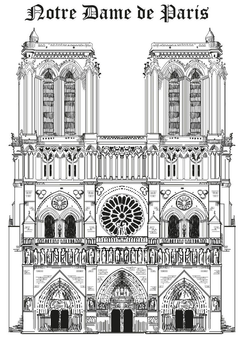 Notre Dame De Paris Dessin Facile Autocollant Notre Dame de Paris - le-monde-du-stickers.fr