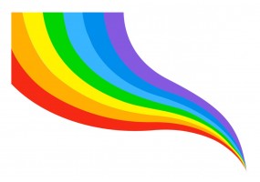 Sticker arc en ciel forme fusee