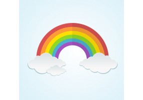 Sticker arc en ciel nuages