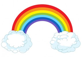 Sticker arc en ciel nuages