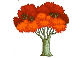 Sticker arbre rouge
