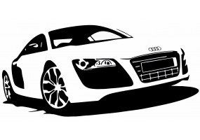 Sticker AUDI voiture blanc noir
