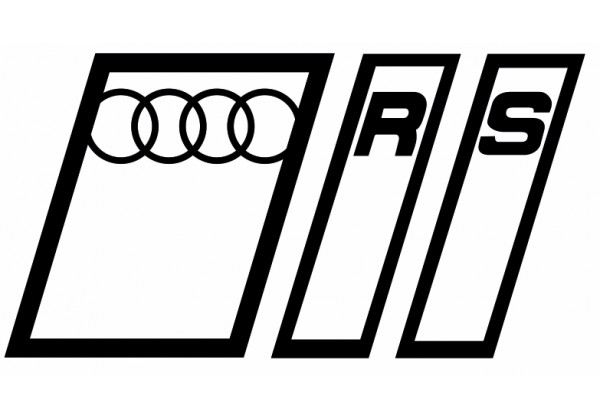 Sticker AUDI R S logo blanc noir