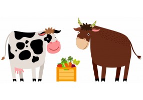 Sticker Taureau et sa vache mange