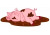 Sticker Cochon se lave dans la boue