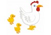 Sticker Poule avec deux poussins