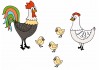 Sticker Poule vintage en famille