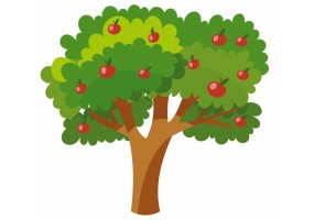 Sticker Fruits arbre pomme rouge