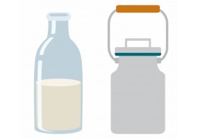Sticker lait de vache dans recipient