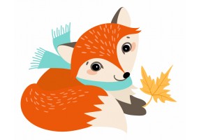 Sticker Renard dans feuilles