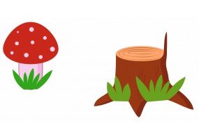 Sticker Champignon avec souche arbre