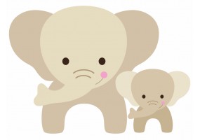 Sticker Elephant avec son bebe