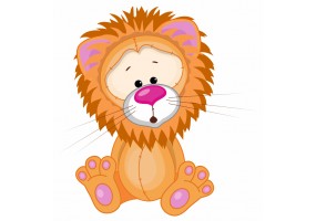 Sticker Lion bebe assis