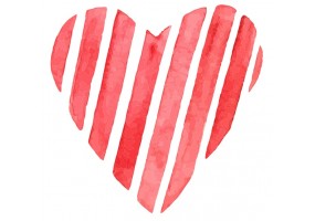 Sticker Coeur rayures rouge