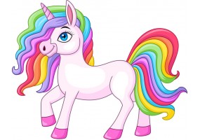 Sticker Licorne couleur arc en ciel