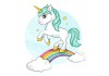 Sticker chambre Licorne saute arc en ciel