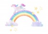 Stickers Licorne sur arc en ciel