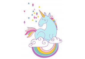 Sticker Licorne dort sur nuage