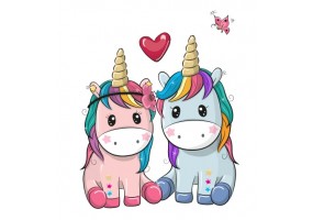 Sticker Licorne couple coeur