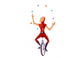 Sticker mural jongleur sur velo
