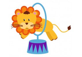 Sticker mural lion saute
