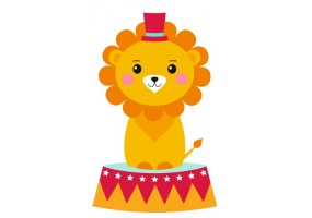 Sticker petit lion sur totem