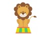 Sticker petit lion attend sur totem